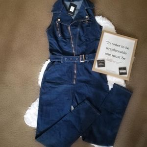 Sleeveless Denim Jumpsuit